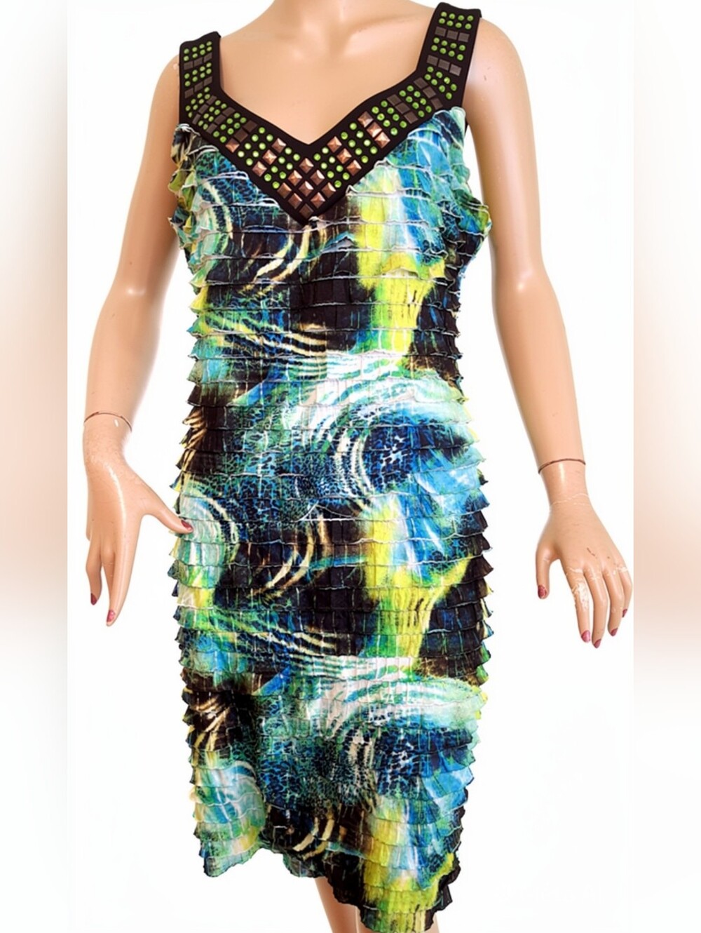Frank Lyman Design Sleeveless Tiered Ruffle Dress Women's 14